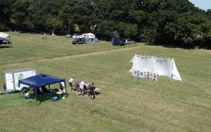 Crossbow targets with a net in a field